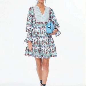 NWOT TUCKERNUCK POMANDER PLACE TEAL/SEAGRASS BLOCK PRINT KENZO DRESS SZ XXXL(18)